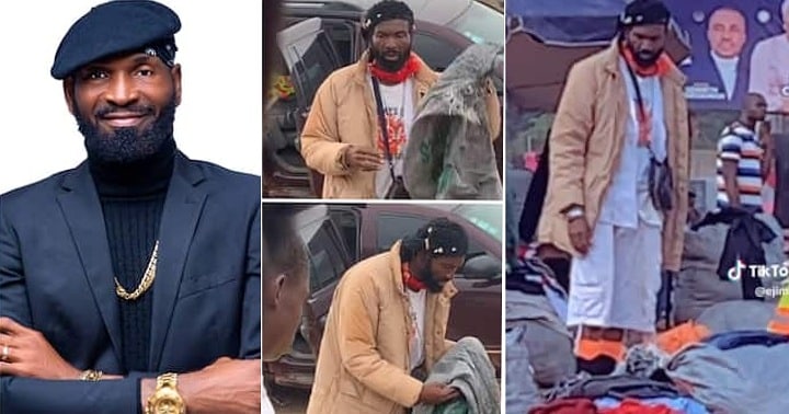 Actor Sylvester Madu spotted selling okrika clothes at market