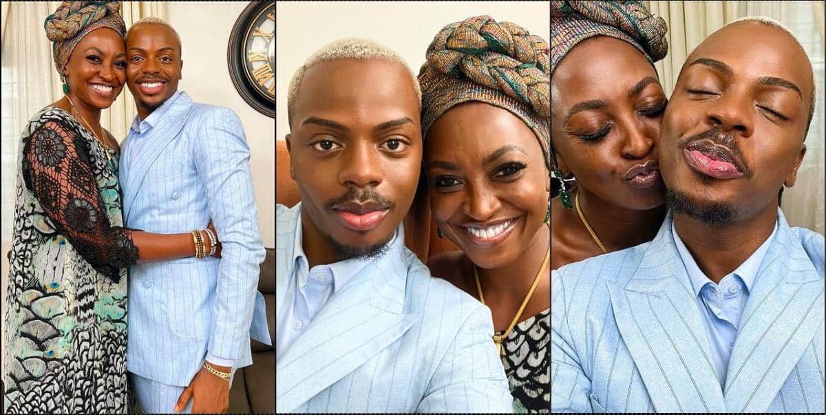Enioluwa gushes as he strikes a pose with Kate Henshaw