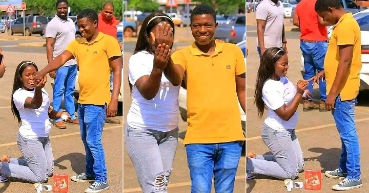 Lady takes bold step to propose to her man after years of dating