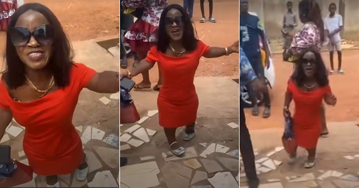 Lady with small stature arrives her mother's 78th birthday