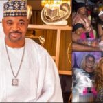 MC Oluomo’s children make money rain on him at first wife’s birthday party (Video)