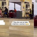 Man in utter disbelief as his babe leaves him on okada, hops into another guy’s car at filling station