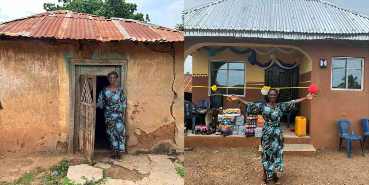 Kindhearted Nigerians crowdfund to build house for lonely elderly woman living in mud house