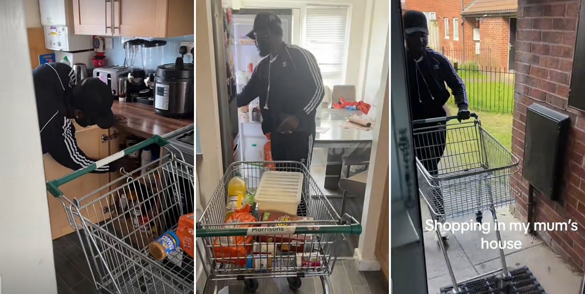 "Sapa na your mate" - Man goes with trolley to mum’s house, treats it like Supermarket as he shops