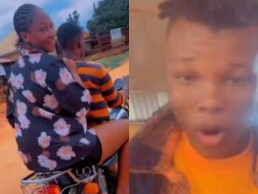 "I get doings, forget say I dey on bike"- Nigerian man toasts fine lady on another bike (video)