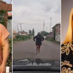 "Zeeworld couple" – Reactions as Judy Austin stands in centre of the road, blocks Yul Edochie from driving out