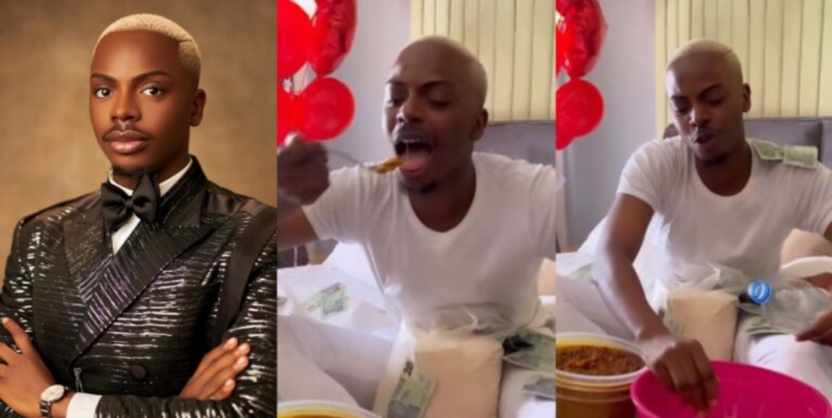 Enioluwa delighted as friends present him with cooked beans and garri surprise on his birthday (Video)