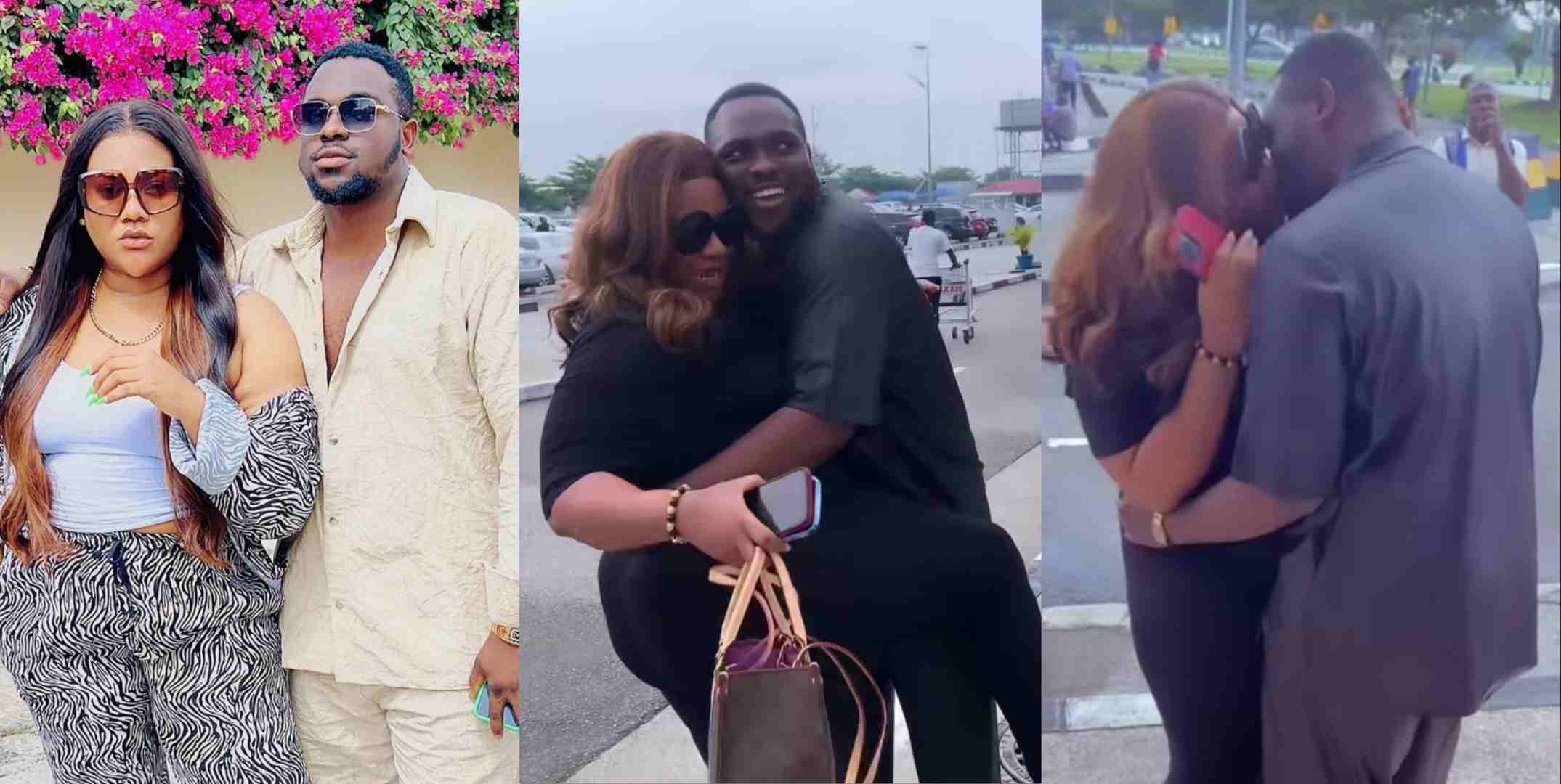 Nkechi Blessing and lover share public kiss as she flies from New York to Warri to meet him