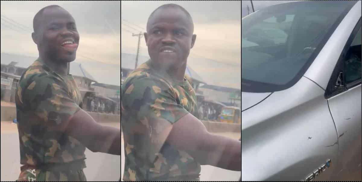 Soldier damages car of abroad returnee after being cautioned for reckless driving (Video)