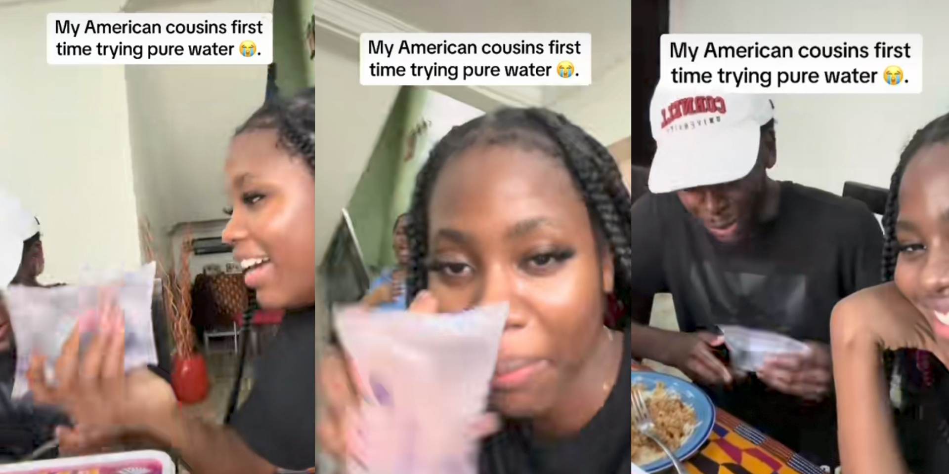 "Where's the pin?" – American returnee asks as he tries drinking pure water for first time (Video)