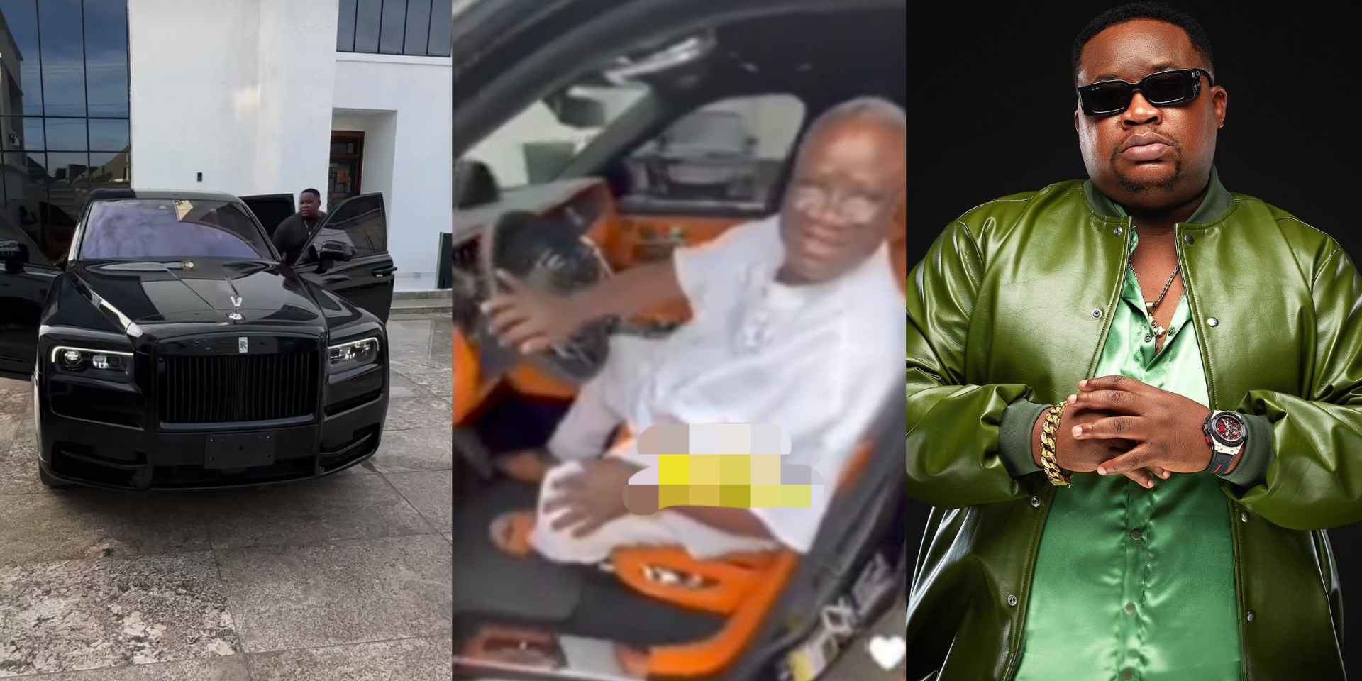 "After God, it's money; money speaks" – Cubana Chief Priest's dad says as he enters son's Rolls Royce [Video]