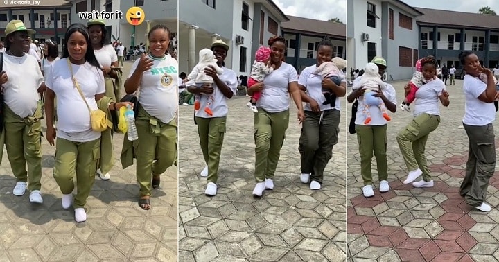 3 pregnant NYSC members catwalk with their babies after delivery