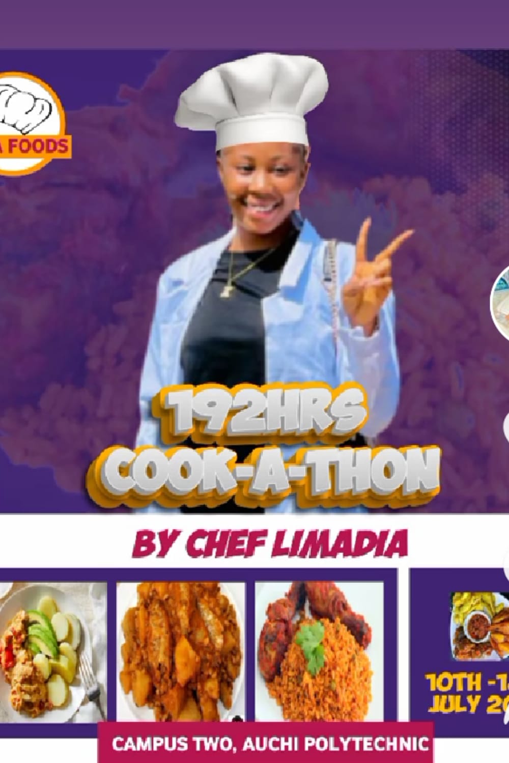 Another Nigerian chef, Limadia from Kogi, set to begin 192-hour cook-a-thon (Video)