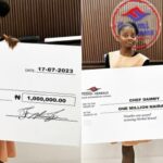 Chef Dammy all smiles as she receives N1m from businessman