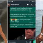 "Come & adopt me pls" - Nigerian lady begs Anita, Davido's alleged pregnant side chick, WhatsApp exchange leaves netizens in stitches