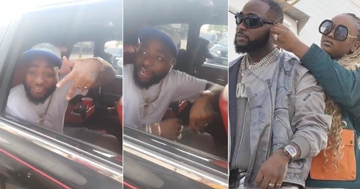 Davido reacts after a lady called him "Chioma's only husband'
