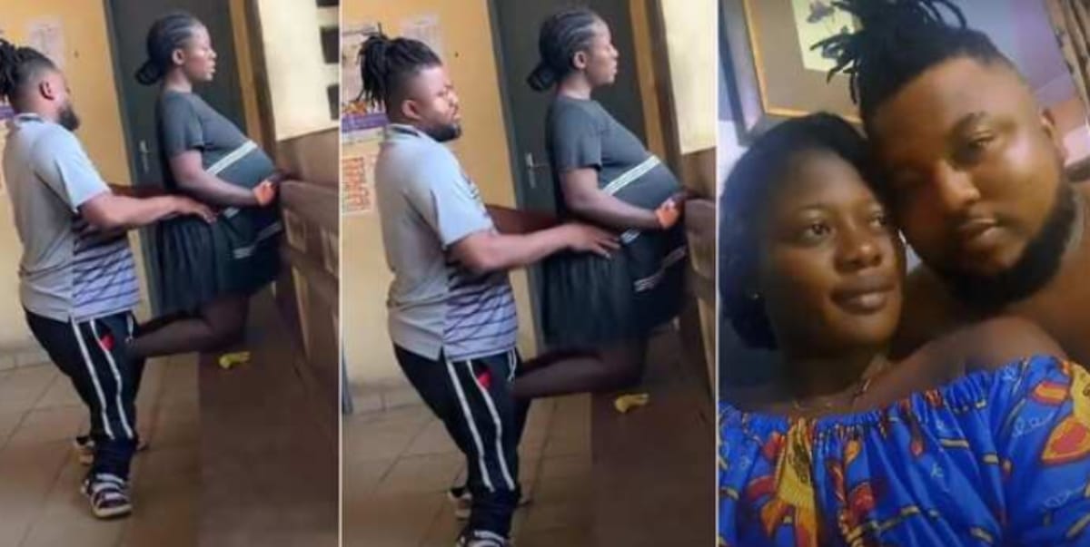Husband holds pregnant wife waist, massages her body to ease labour pain (Video)