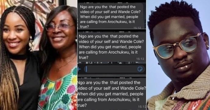 Erica Nlewedim's mother reacts to secret marriage to Wande Coal