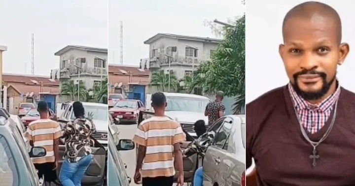 Lady lands slaps on actor Uche Maduagwu on the road (Video)