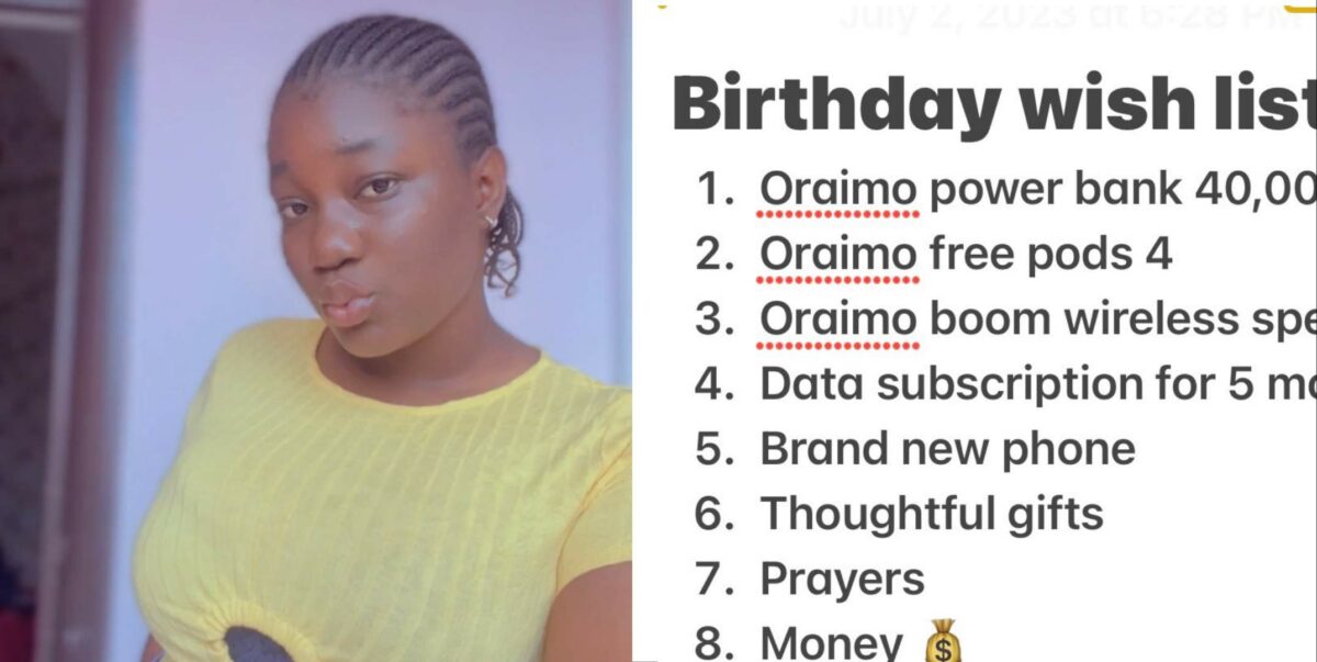 Lady to receive free Oraimo 40 mAh power bank, air pods and speaker from company after sharing birthday wishlist