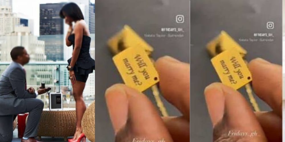 Man proposes to girlfriend with gold necklace, lady shows off (video)