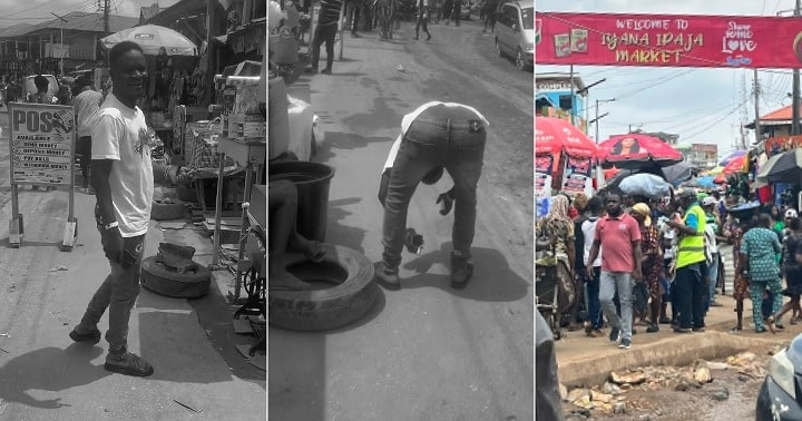 Man who bent his head in Lagos market to see 'spirits' shares result
