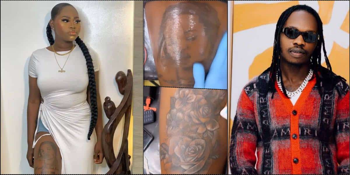 Mandy Kiss yanks off tattoo of Naira Marley from her thighs (Video)