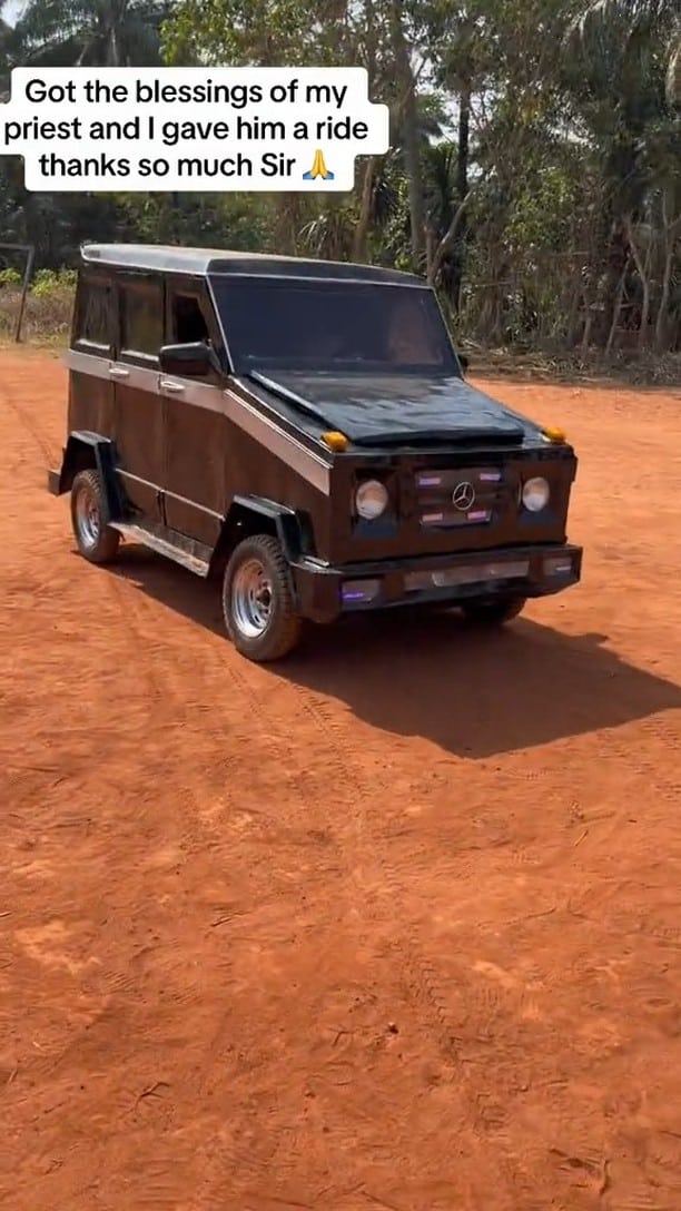 Nigerian man builds 'G-Wagon', takes pastor on a ride (Video)