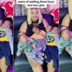 Nigerian woman carries her 5 babies after years of waiting