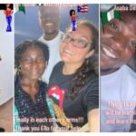 Oyinbo mum flies to Nigeria to meet young man she fell in love with
