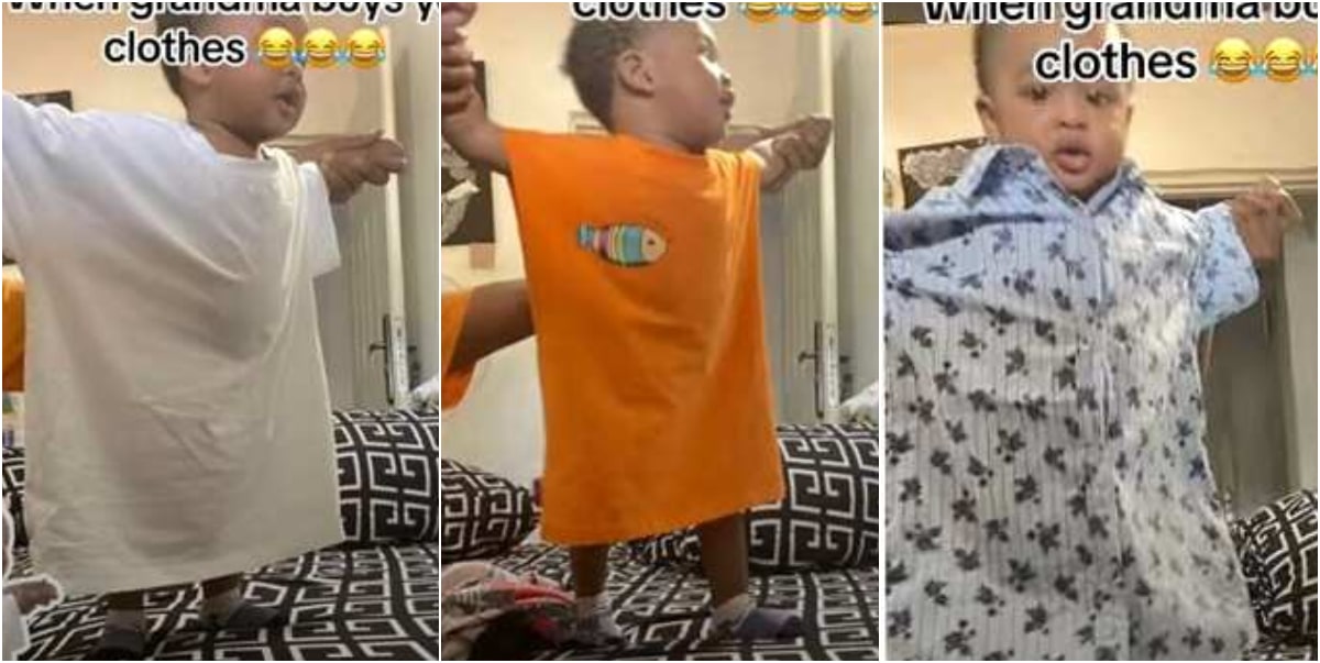 "They will grow together" -Nigerian grandmother buys oversized clothes for grandson