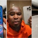 "E remain fire" - Fans reacts after man puts iPhone 15 pro max in hot water to test its strength