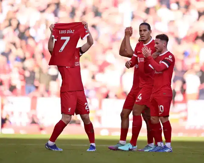 Liverpool cruises to 3-0 Victory as Jota honours missing Luis Diaz