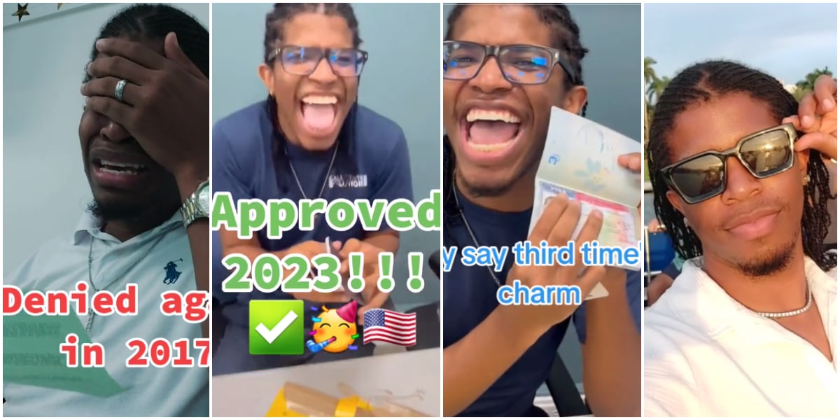 Man over the moon as he finally gets US Visa in 2023 after two previous denials, flies out