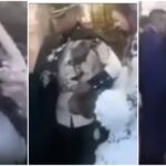 Moment groom's ex-girlfriend throws poop at him and his bride during their wedding
