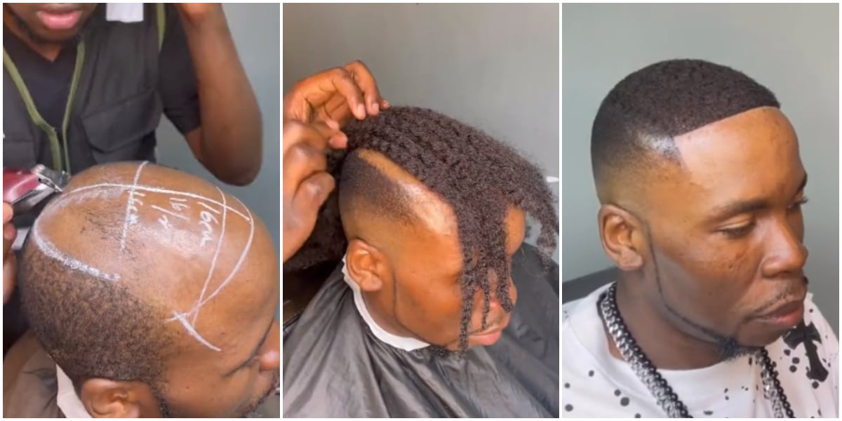 "This is impressive!" - Barber stuns many as he transforms bald man's look with artificial hair makeover