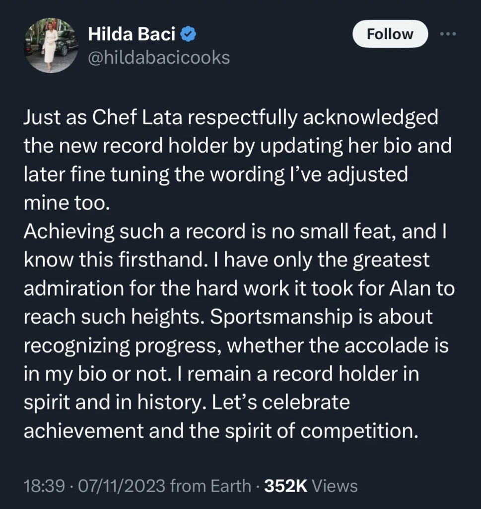 “I remain a record holder in Spirit and in history” — Hilda Baci responds to people asking why she updated her bio