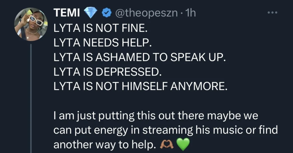 “Lyta is depressed and ashamed to speak up” — Twitter user cries out