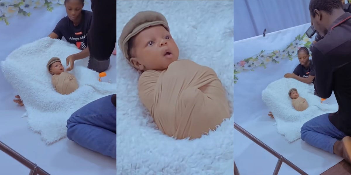6 month old baby TikTok wrapped photoshoot