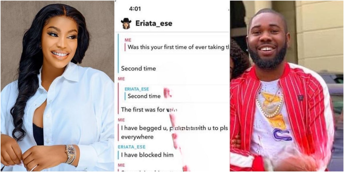 BBN Ese Eriata allegedly welcomes baby boy with married man, chat with man's wife leaks