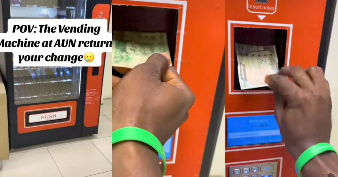 Man vending machine change