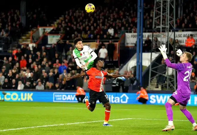 EPL: Luis Diaz rescues late draw for Liverpool against Luton