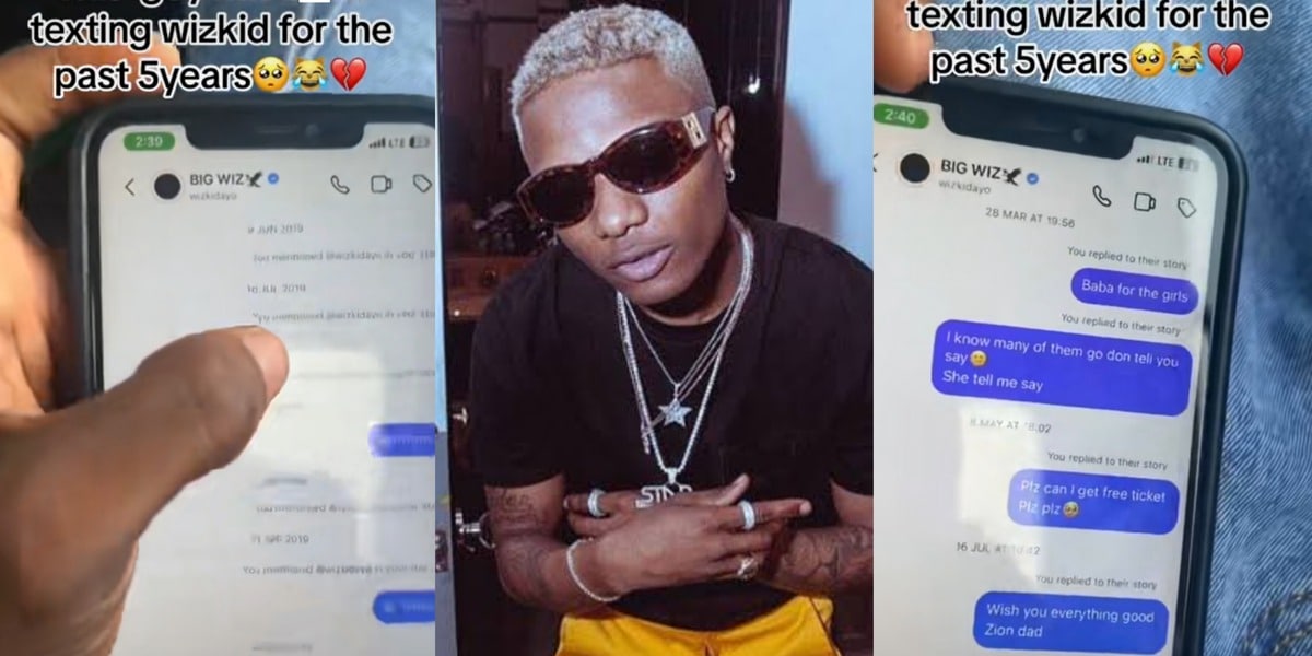 Man texts Wizkid Instagram 5 years reply