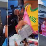 Mercy Eke over the moon as fans welcome her to Warri with bundles of money, flowers and money bouquet