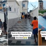 Moment Lagos residents hurriedly pack their properties out of mansion due to be demolished in 2 hours