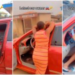"Na who calm go enjoy” - Lady over the moon as her husband surprises her with car on their first anniversary