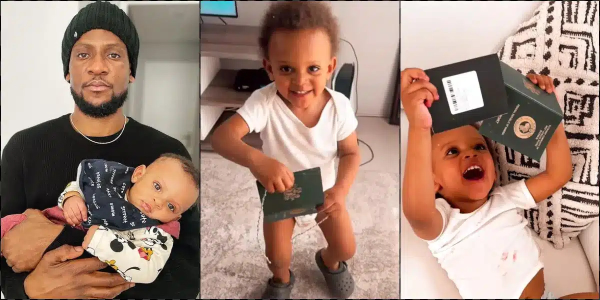 Omashola's son overjoyed as he gets his Nigerian passport, father reacts