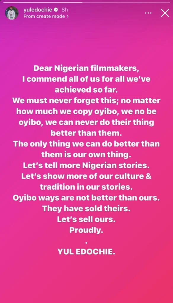 “No matter how much we copy oyibo, we can never be better than them” — Yul Edochie advises Nollywood filmmakers