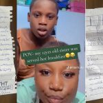 "Men are scum both young and old" - Lady declares as her 12-year-old sister is served hot breakfast, shares sad letter