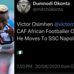 Three-year old tweet predicting Osimhen will win African Best if he joins Napoli causes buzz online